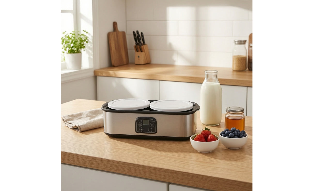 Stainless Steel Electric Yogurt Maker Digital Yogurt Maker with Glass Jars Homemade Fermentation Machine Easy to Use for Home Cooks, Kitchen, Countertop