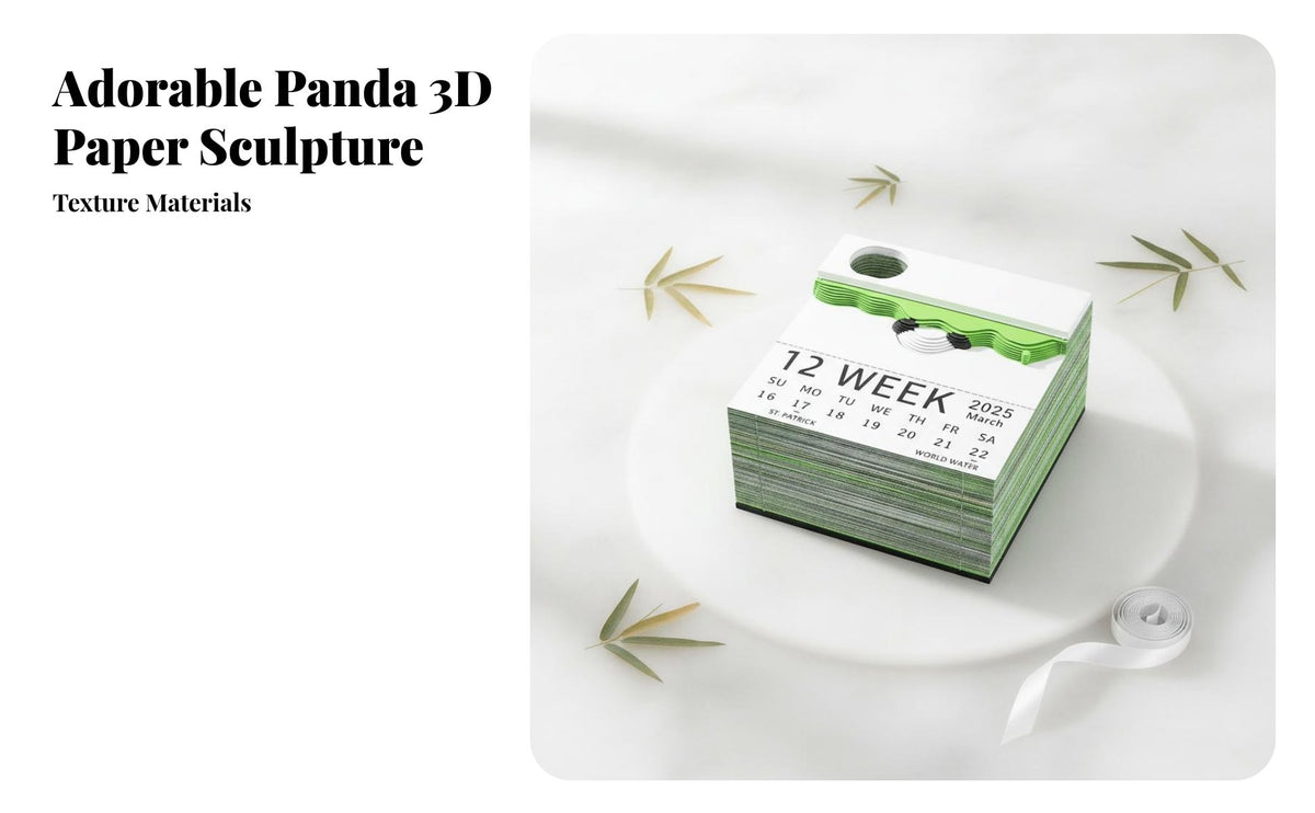 Creative Gift Panda Tear-Detachable Memo Pad Decorative Ornament Panda Tear-Detachable Notepad Includes Acrylic Display Case for Students