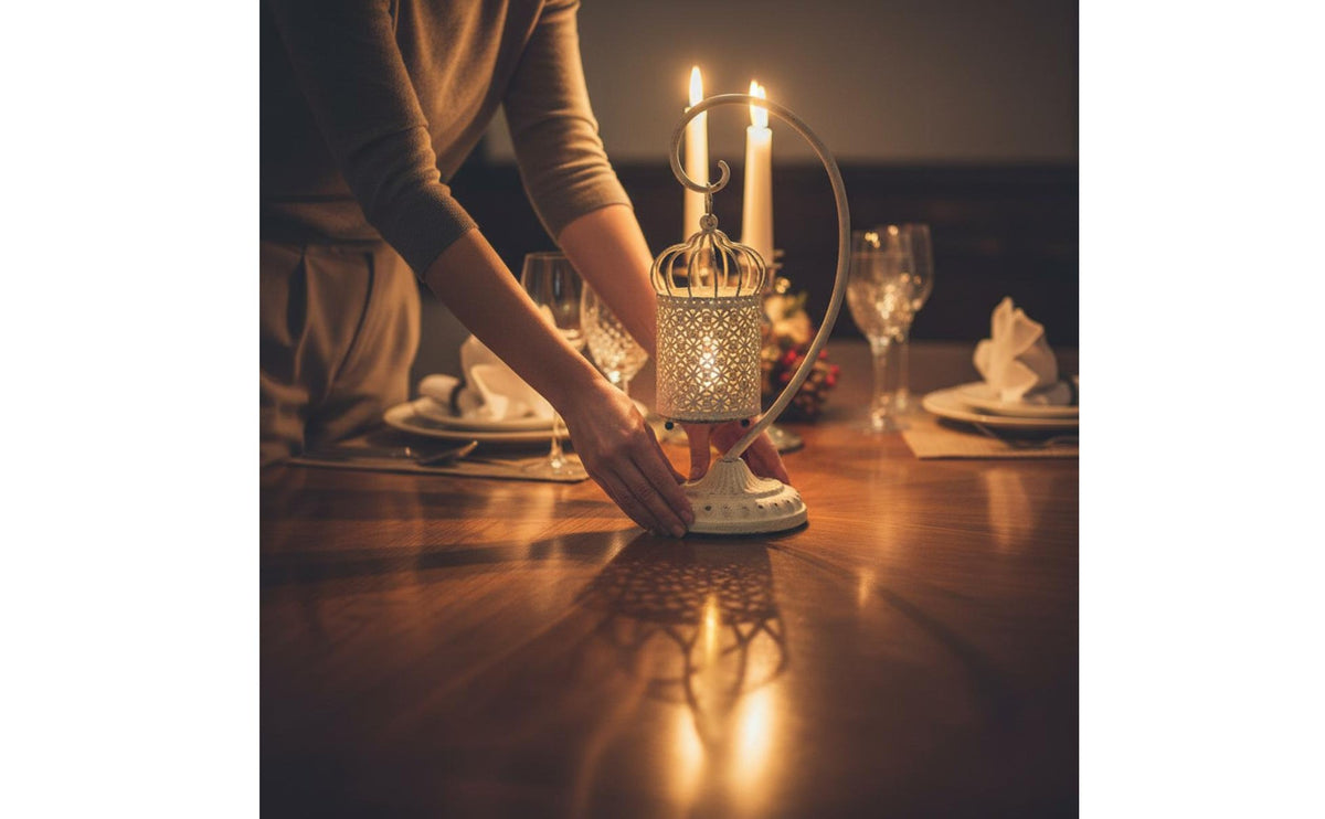 Hollow Iron Candle holder Christmas Themed Candle Lantern for Dining Table