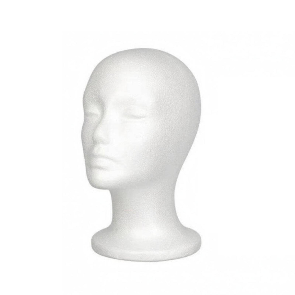 White Foam Mannequin Head Polished Finish Styling Head Model Rounded Shape Flat Base