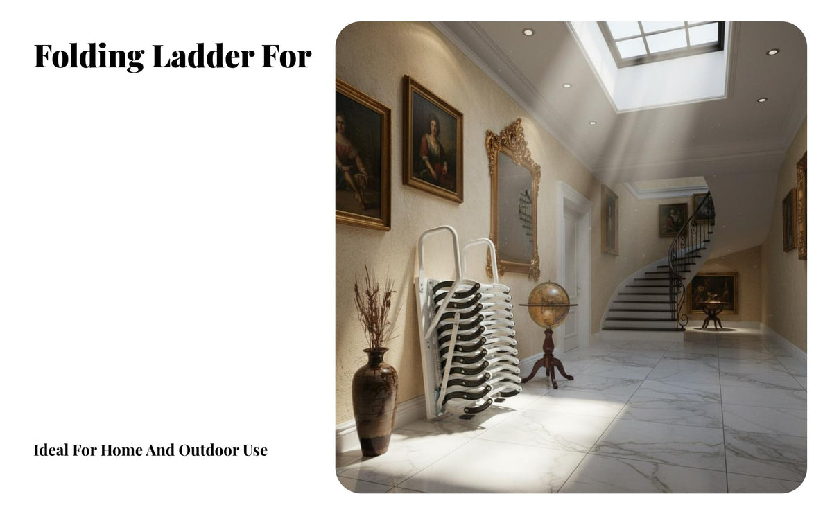 Folding Loft Ladder Foldable Attic Stairs Stairs Space Saving Wall-Mounted Attic Ladder for Homeowners, Adults, Villa, Indoor, Duplex House