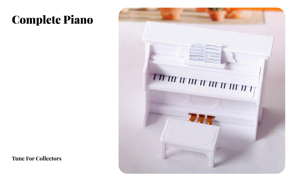 Dollhouse Piano and Stool Photography Prop Miniature Piano and Stool Set DIY Craft Supply for Doll Collectors, Diorama Building, Cake Decorating