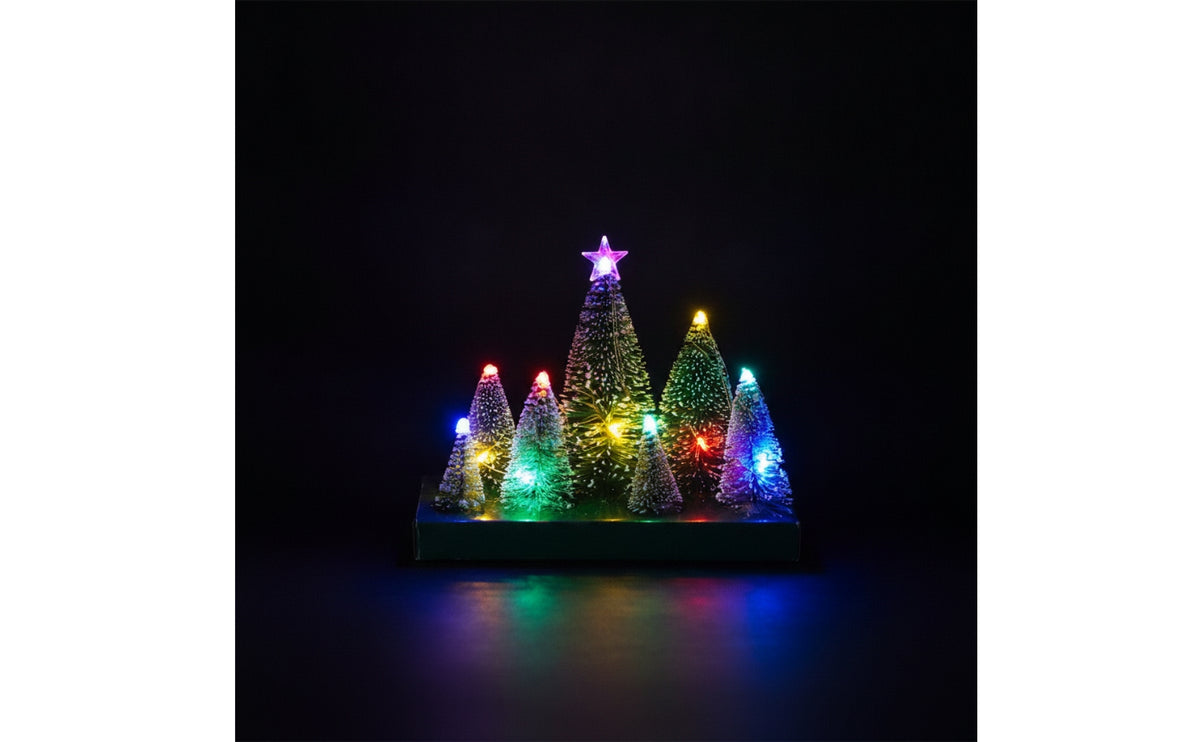 Mini Christmas Tree with LED Lights Snow-Flocked Operated Mini Christmas Tree Pre-Assembled with Lights Decoration for Mantel, Tiered Tray