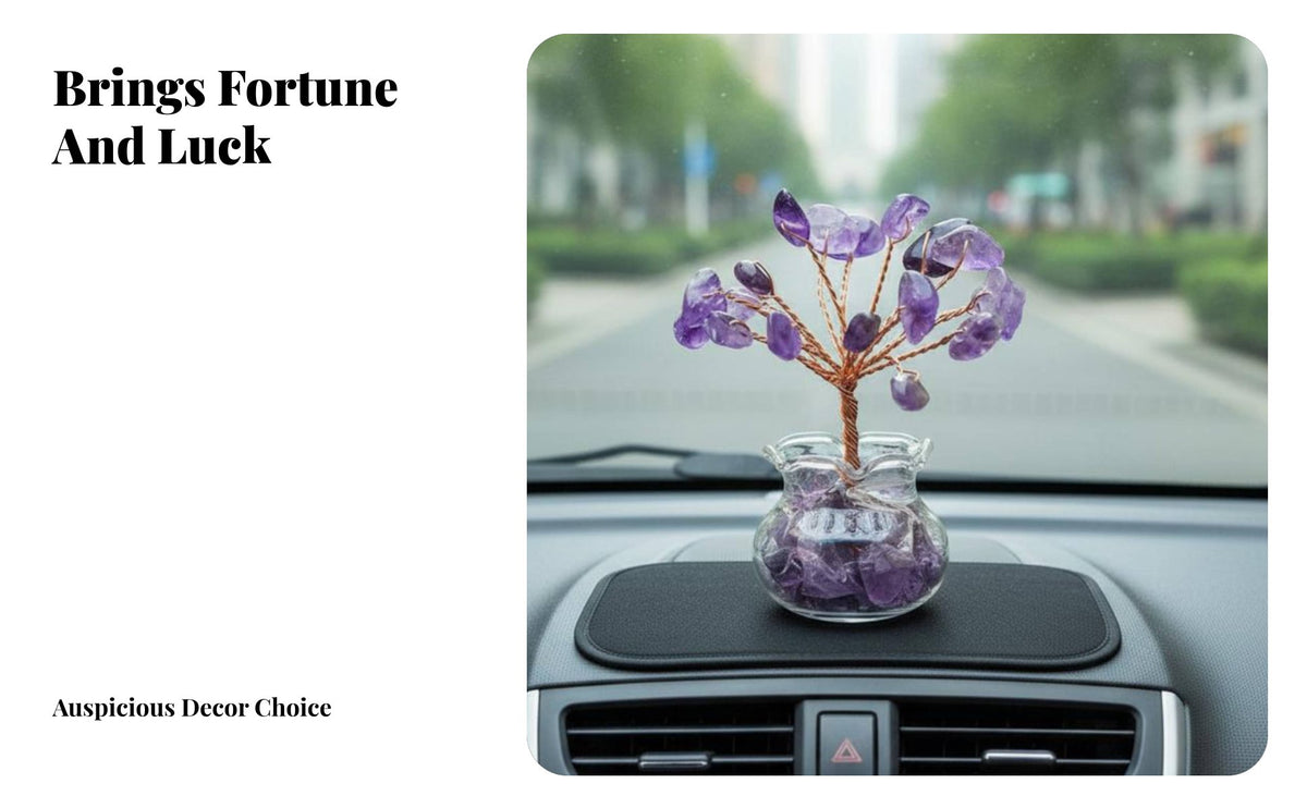 Natural Crystal Tree Decor, Handwoven Mini Vase Base, Home Car Ornament, Assorted Colors