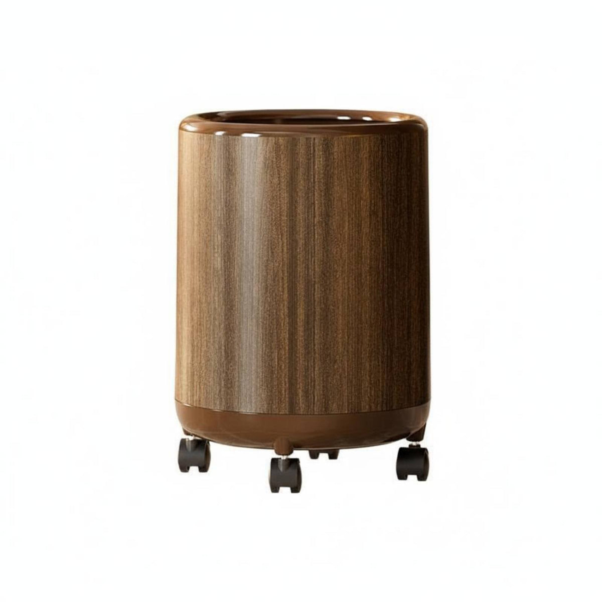 Large Capacity Wood Grain Trash Can Rustic Design Faux Wood Trash Can Easy to Clean Round Waste Bin Long-Lasting for Bedroom, Bathroom, Living Room, Office