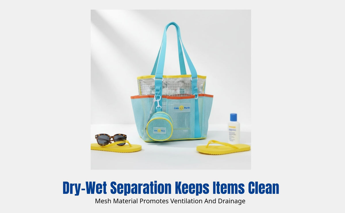 Swimming Bag, Large Capacity Mesh Tote, Multi-Pocket, Wet Dry Separation, Unisex