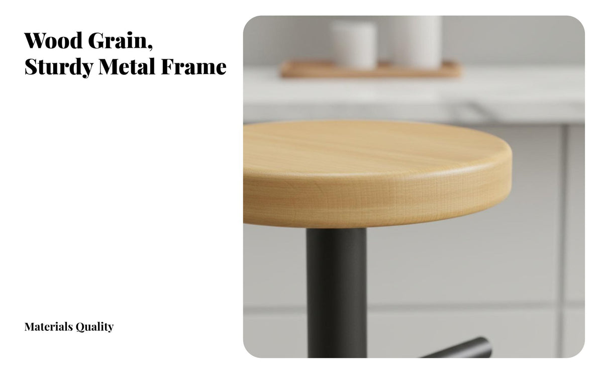 Minimalist Design Backless Round Stool utilitarian design Bar Chair Easy Assembly Seating Furniture High Weight Capacity for Adults, Homeowners, Business Owners, Restaurant, Kitchen Island, Dining Room, Office