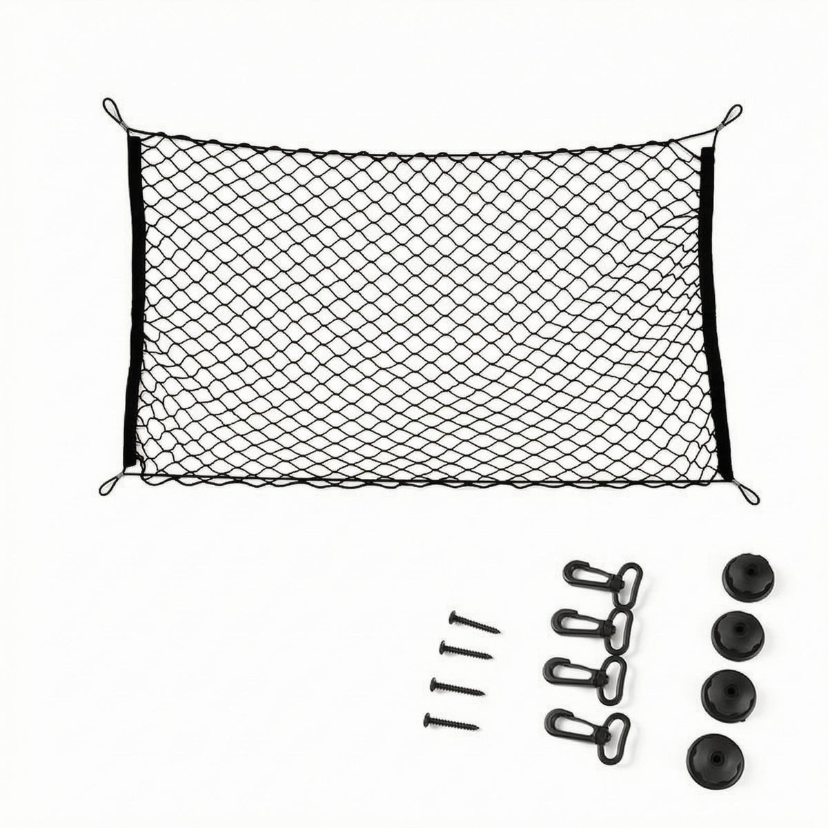 Reinforced Edges Elastic Mesh Cargo Net Corner Hooks Trunk Cargo Net 110 X 60 Cm Mesh Trunk Organizer Mounting Screws Included