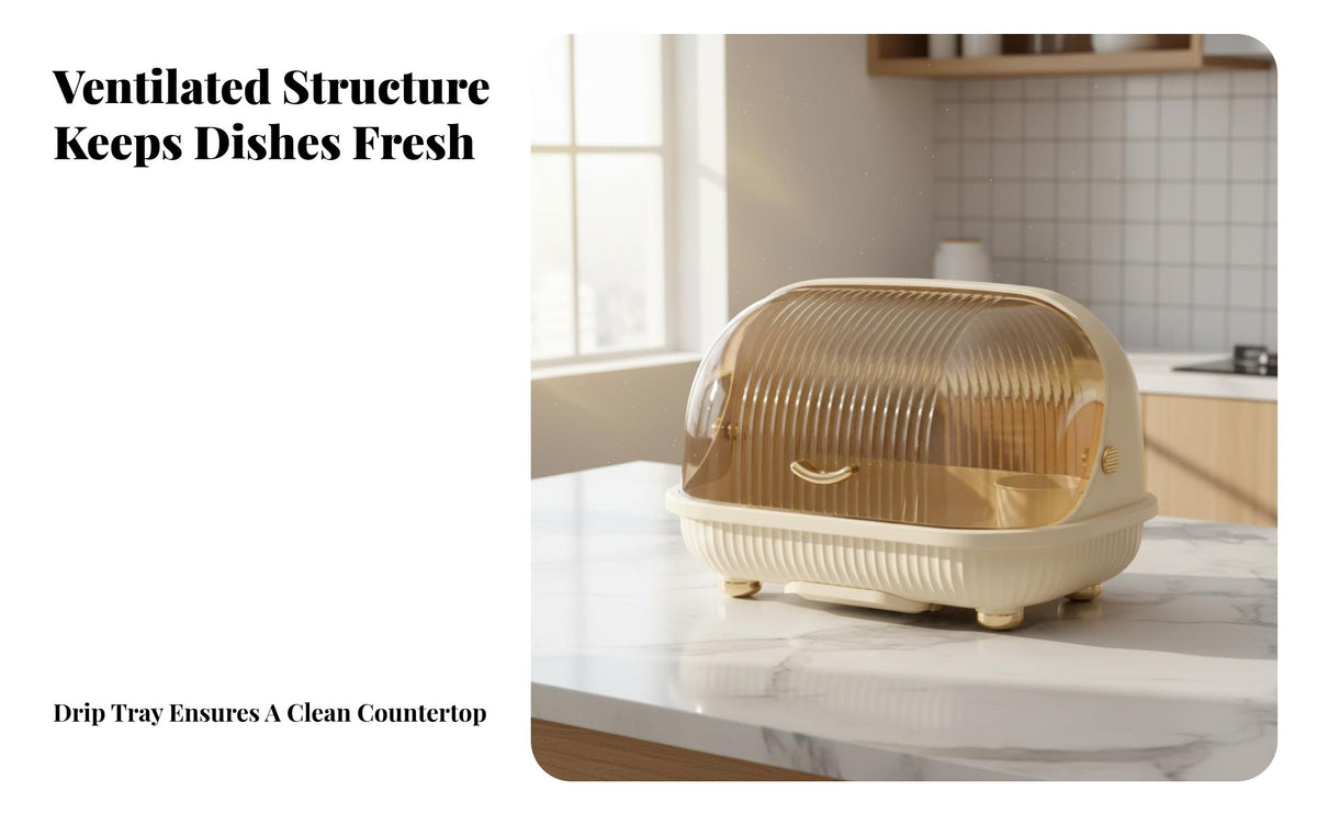 Dish Drainer with Lid Removable Drainboard Covered Dish Drainage Rack Fast Draining Covered Tableware Drainer