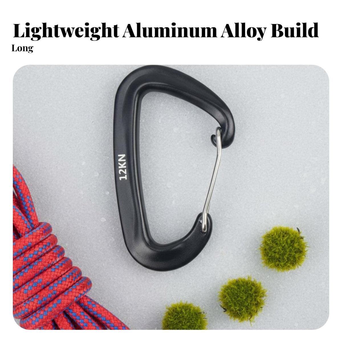 Multi-Purpose Accessory Carabiner High Strength D-Shaped Wiregate Clip Lightweight Outdoor Hardware Heavy Duty for Backpackers, Pet Owners, Slinging, Sling Setup, Camping, Backpacking