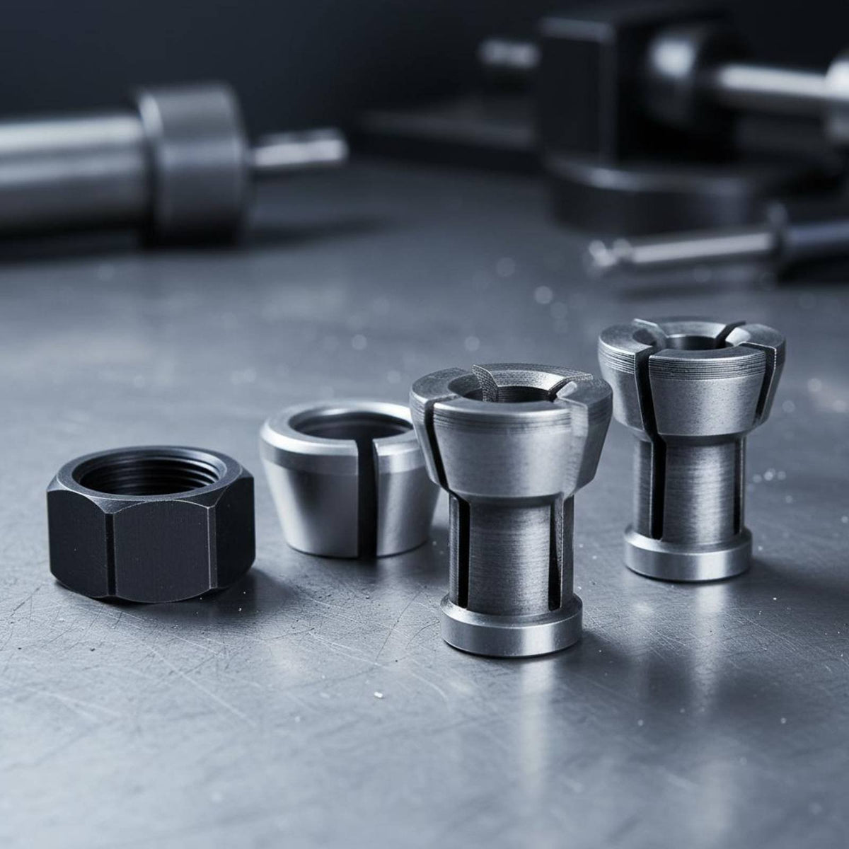 4 Pieces M17 Collet Nut Set Slotted Design 6x16.5 Collet Set Easy to Install Tool Accessory for Metalworking