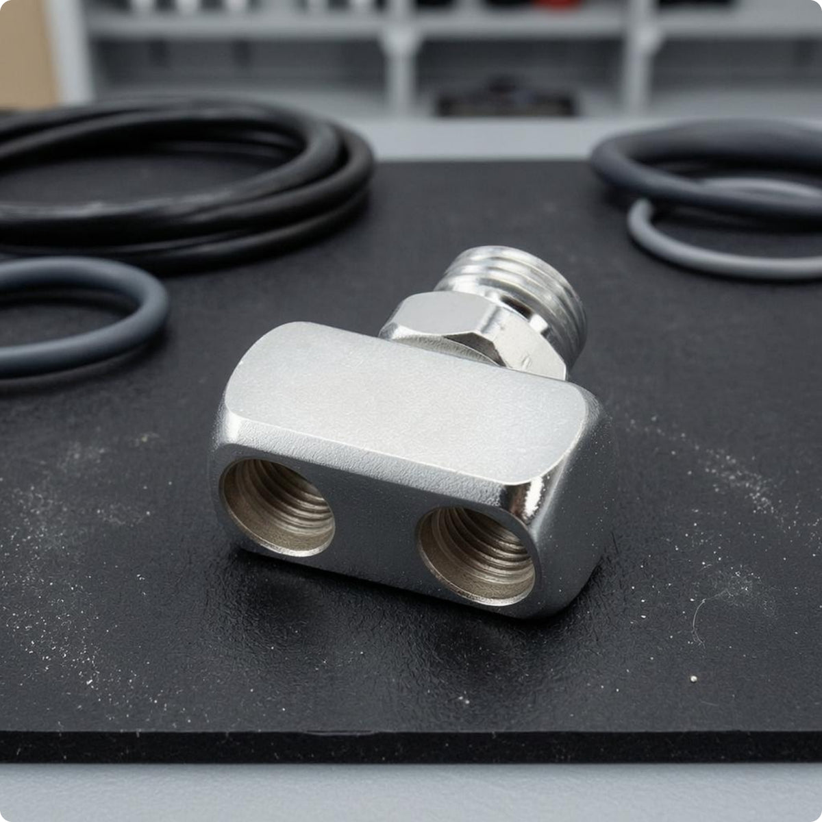 Low-Pressure Splitter Adapter Standard 9/16-18 Thread Dive Regulator Splitter Threaded Regulator Connector Plated Metal Finish