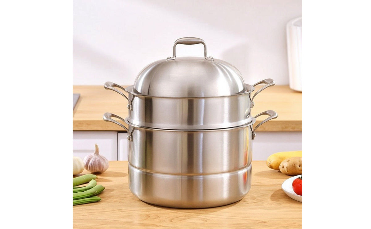 Steaming Pot Even Heating Steaming Pot with Lid Deep Cookware for Home Cooks