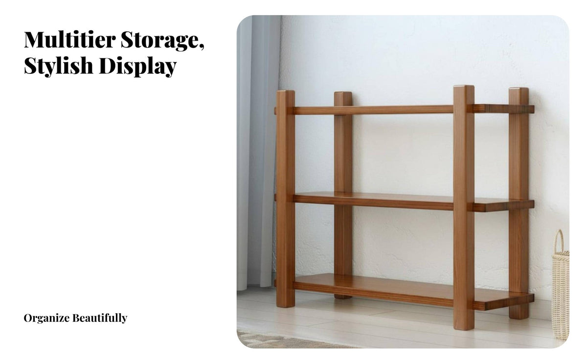 sturdy Wood Construction Multi-Tier Wooden shelf unit Floor-Standing 3-Tier Shelving Unit Modern Minimalist Design shelving unit unattachedstanding for Book Lovers, Office Workers, Homeowners, Living Room, Bedroom, Small Spaces