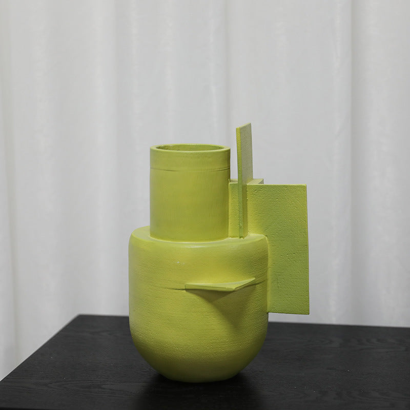 Wabi-Sabi Geometric Creative Vase for Home Decor, Resin, for Dried Flowers