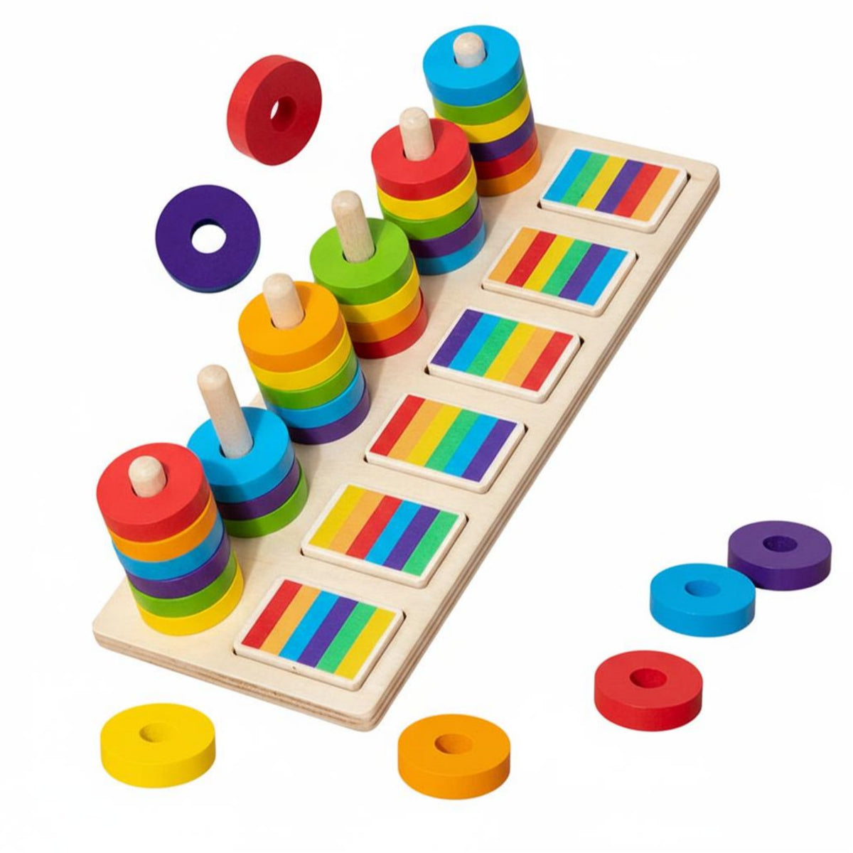 Early Education Educational Disc Stacking Game Hand-Eye Coordination Rainbow Stacking Rings Develops Fine Movement Skills for Preschoolers