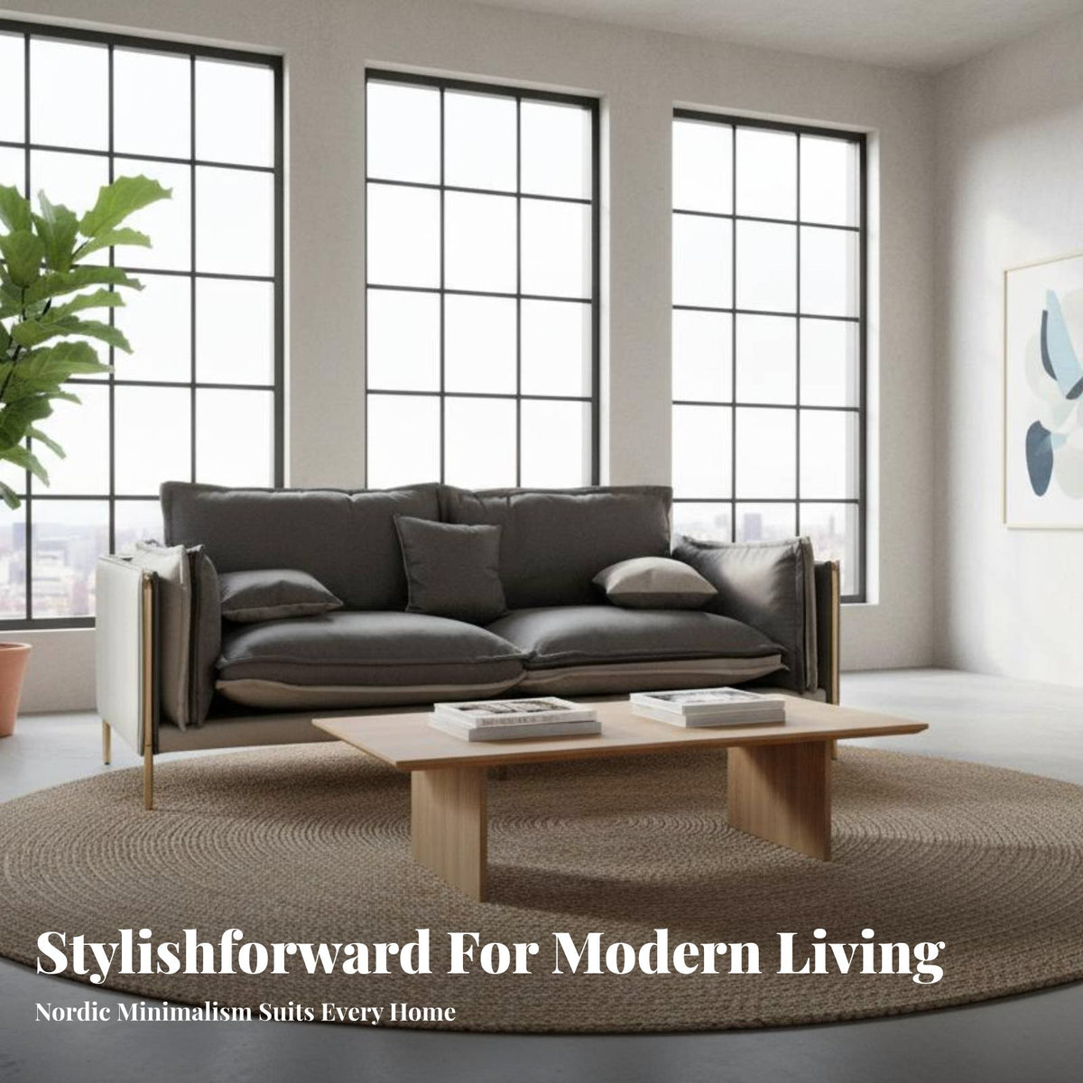3-Seater Sofa urban design Couch Nordic Design Lounge Seating for Interior Designers, Apartment Dwellers, Living Room, Showroom, Small Spaces