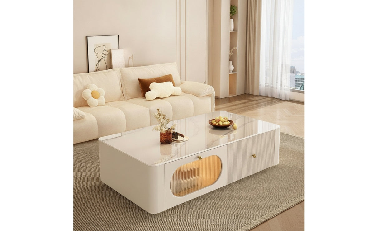 Low Coffee Table Modern Rectangular Coffee Table Glossy for Small Apartment
