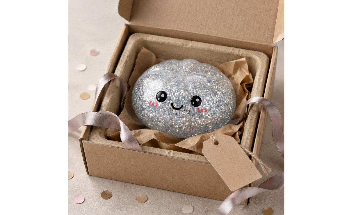 Bao Bun Compressible Translucent Glitter Stress Toy with Cartoon Face