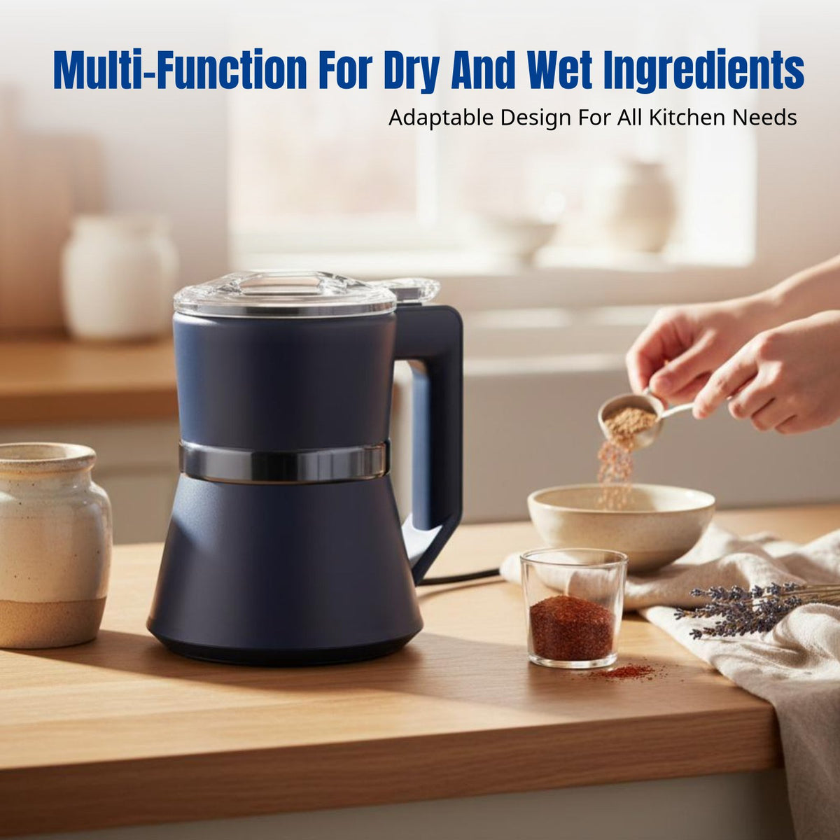 Household Food Grade Grain Mill, Superfine Grinding Machine for Dry and Wet Use, Low Noise, Stainless Steel, Large Capacity