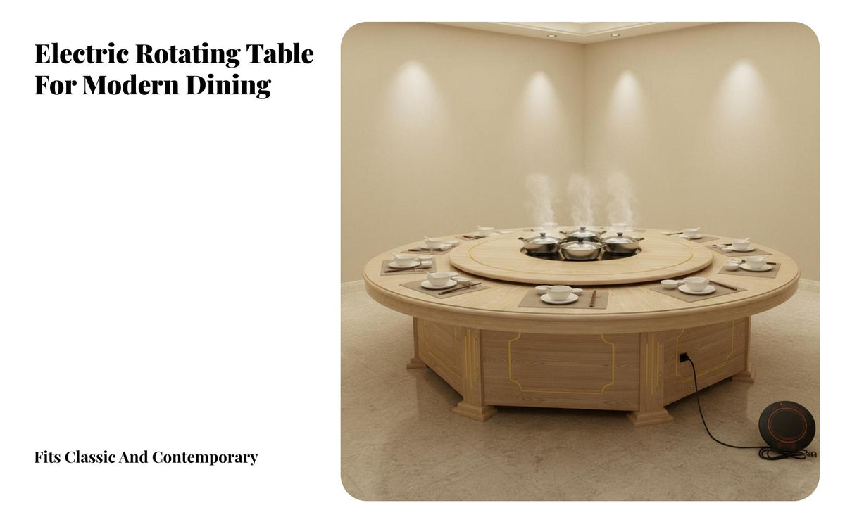 Electric Rotating Dining Table Built-in Induction Cooker Large Round Banquet Table Commercial Furniture for Hotel Managers, Restaurants