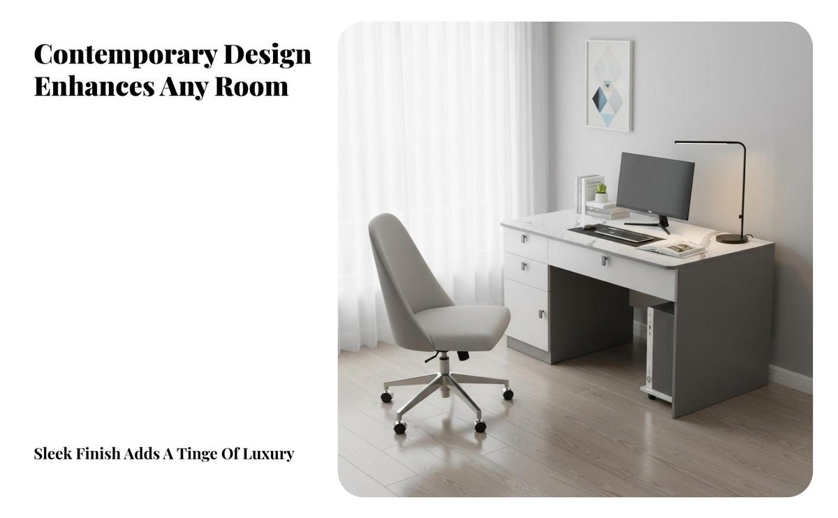 Light Luxury design Single-Drawer Study Desk Modern Design Writing Table Multifunctional Computer Station Minimalist Aesthetic for Students, Adults, Home Workers, Bedroom, Dorm Room
