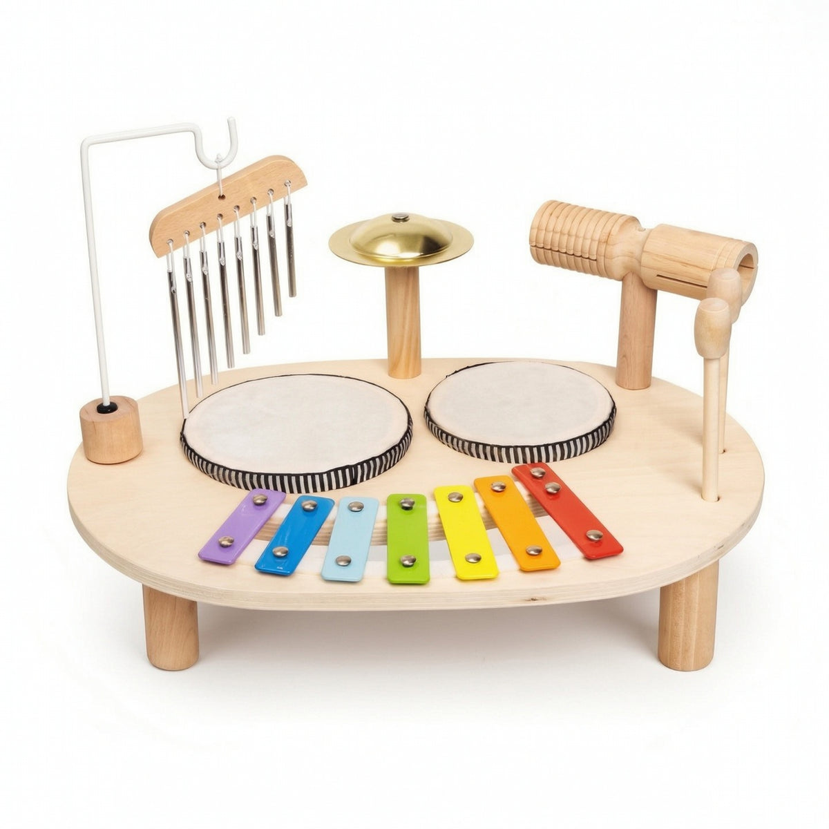 Musical Activity Table Multifunction Toy Drum Set with Xylophone Comprehensive Music Center with Mallets for Young Children, Kids, Playroom