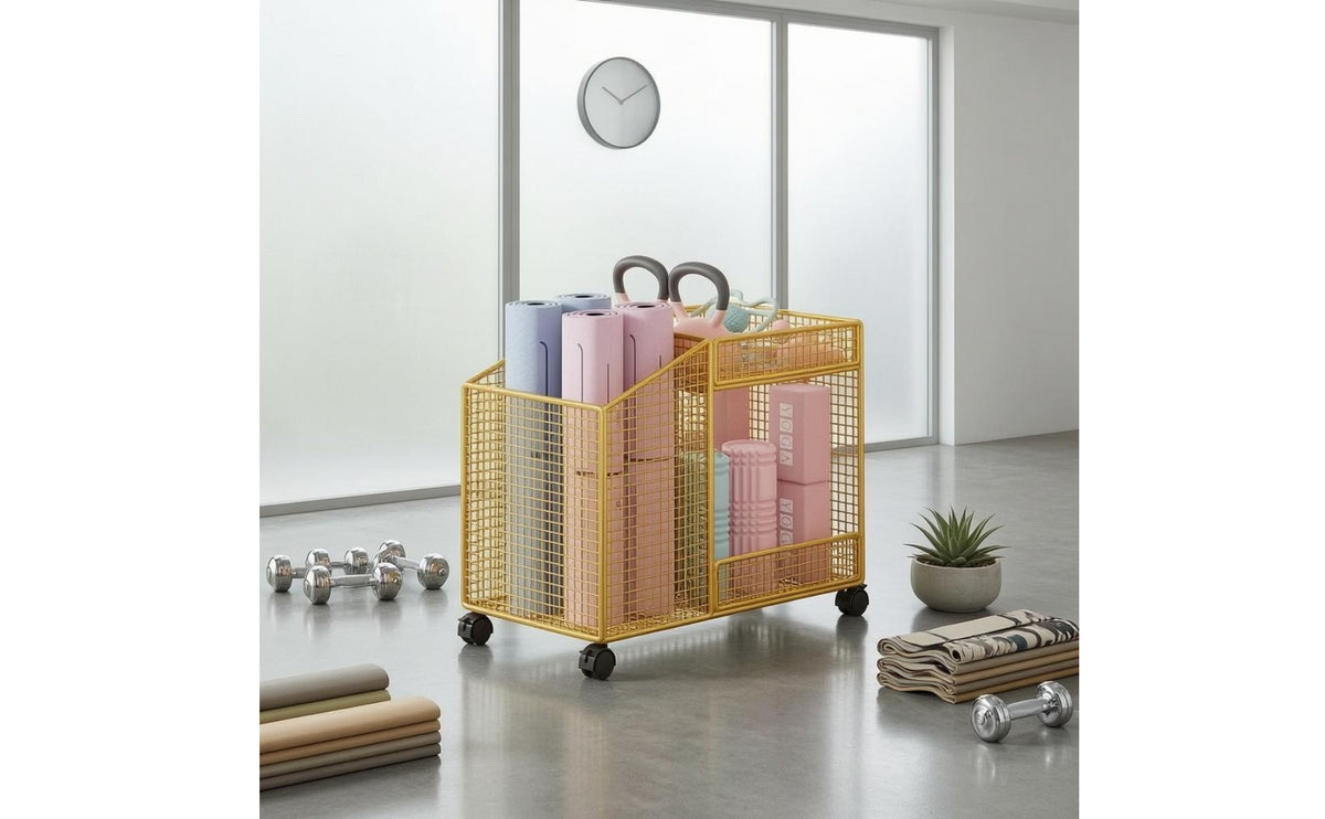 Exercise Mat Holder Welded Metal Exercise Storage Rack Slanted Top Metal Exercise Organizer