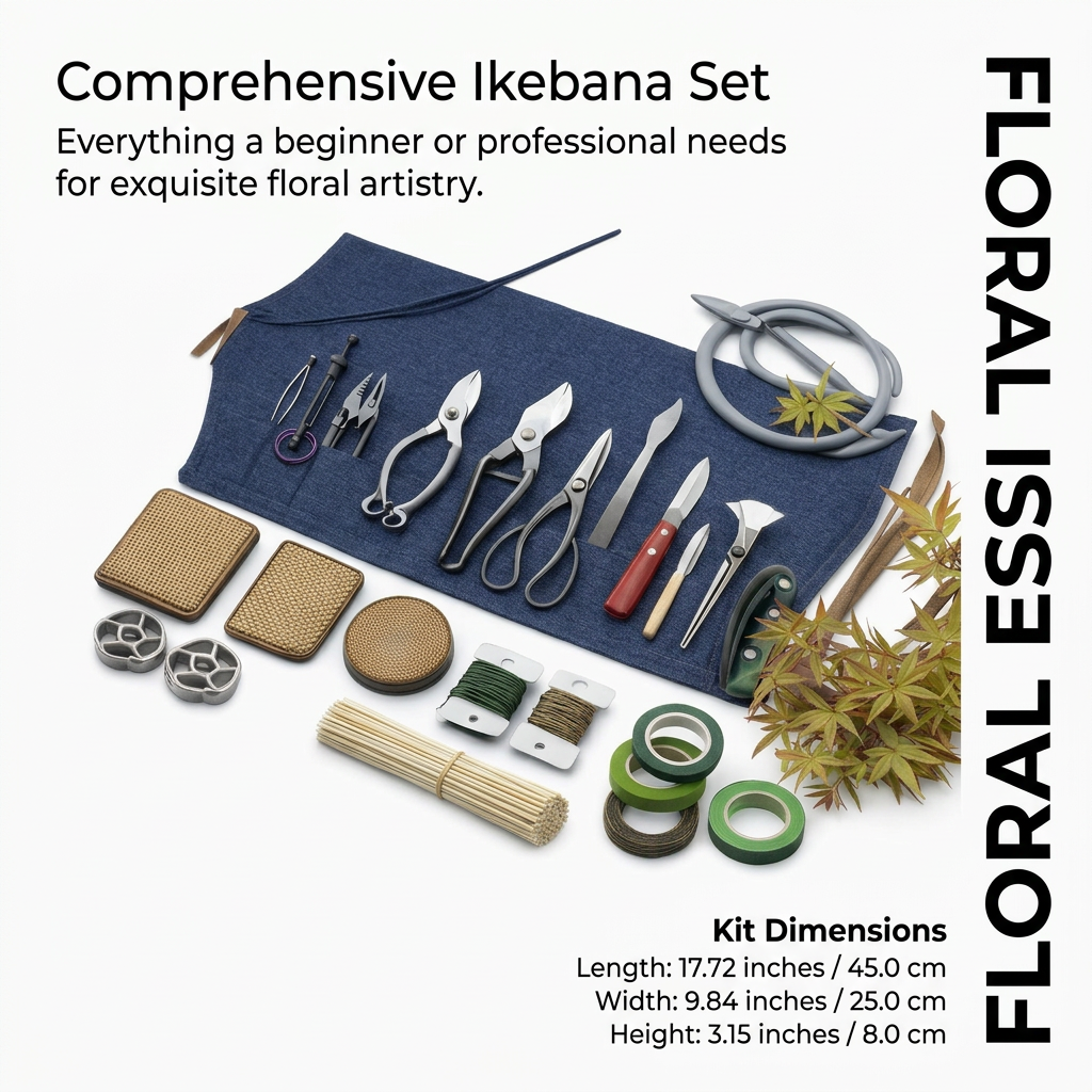 Flower Arranging Kit for Floral Design, Advanced Set with Metal Frog Pin Holder, Professional Florist Scissors for Beginners