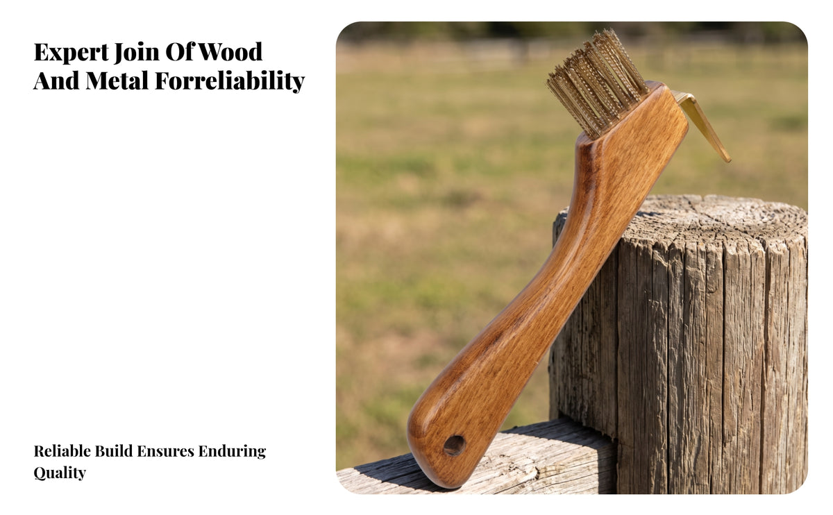 Hoof Cleaning Brush with Metal Hook | Stiff filament, Heavy Duty, Wooden Hoof Brush with Wire Bristles, for Stables