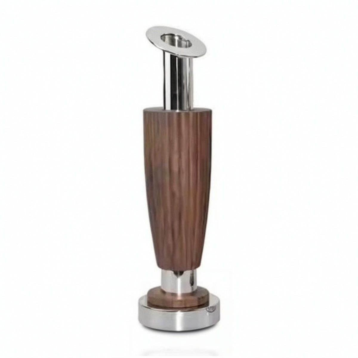 Wood Vase with Metal Base Mixed Material Walnut Wood Vase Modern Vessel for Reception Desk