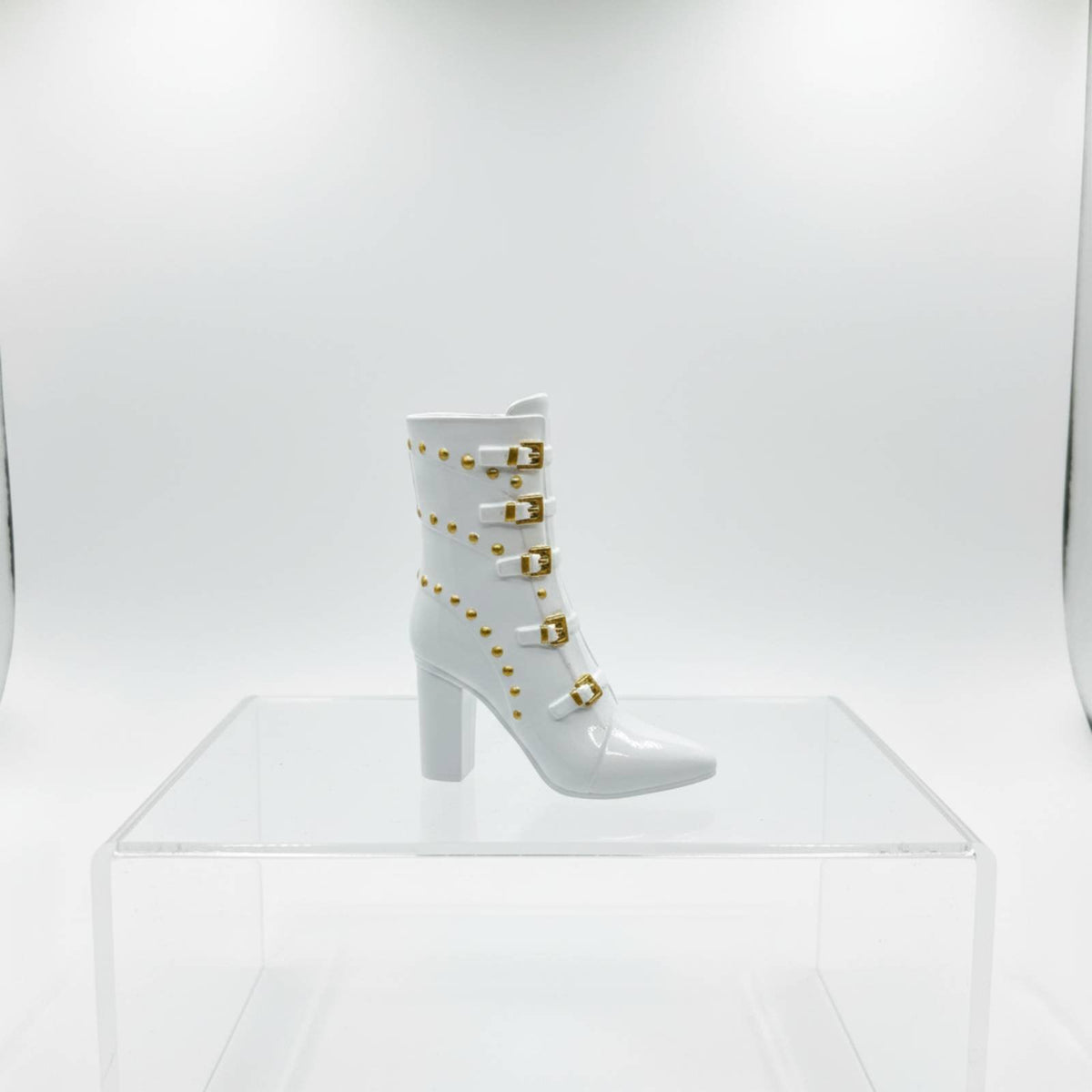 Hollow Doll Shoes Realistic Appearance Buckled High Heel Booties Zipper Feature