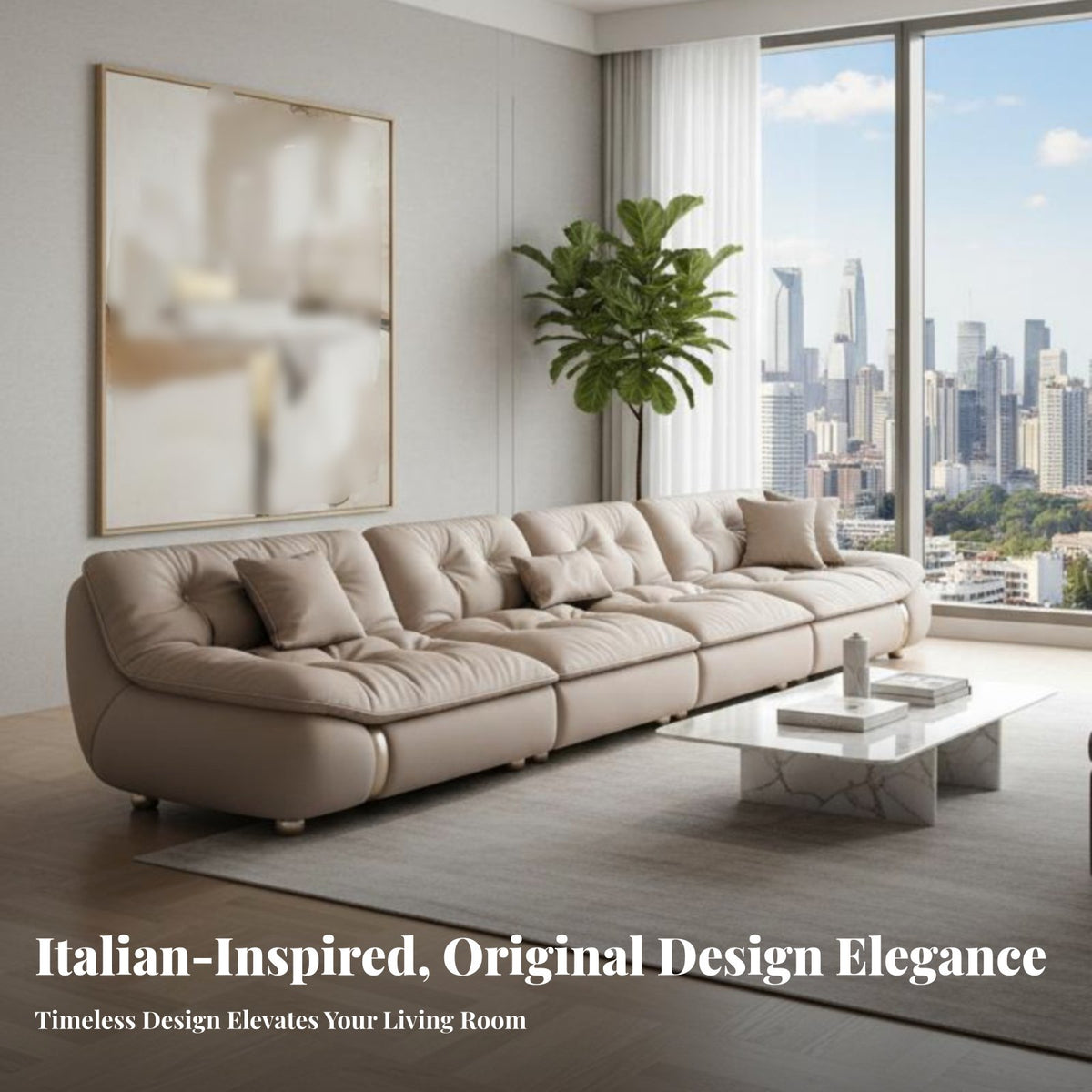 Curved Sectional Sofa Italian design Curved sectional Sofa Light Luxury Living Room Furniture for Homeowners, Families, Villa, Spacious Apartment, Lobby