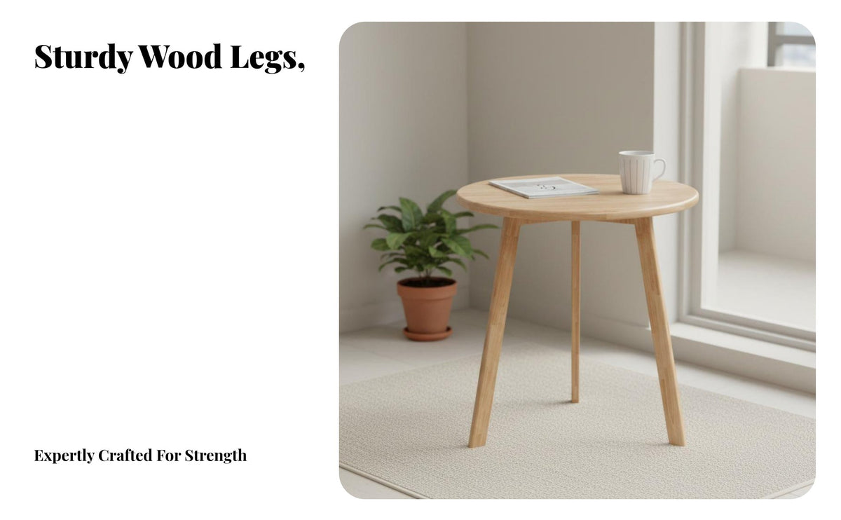 Minimalist Design Three-Legged circular table Space-Saving Accent Tables Multi-Purpose Living Room Furniture Wood Grain Texture for Homeowners, Apartment Dwellers, Students