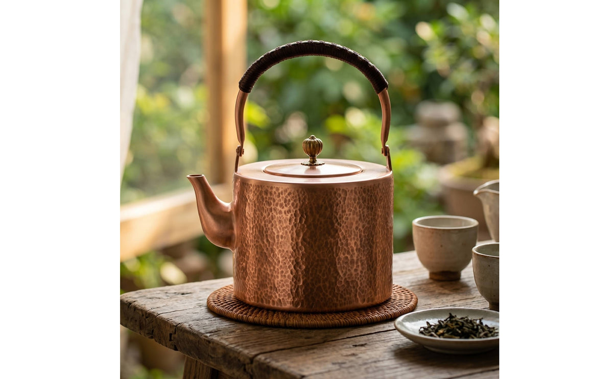 Hand-Made Copper Tea Kettle with Filter Polished Handmade Copper Kettle Hammered Teapot Engraved for Collectors, Kitchen