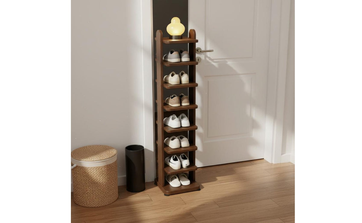 Space-Saving Design Multi-Tier Shoe Shelf Solid Wood Vertical Shoe Rack Wear-Resistant Household Storage Easy to Clean for Entryway, Small Areas, Closet