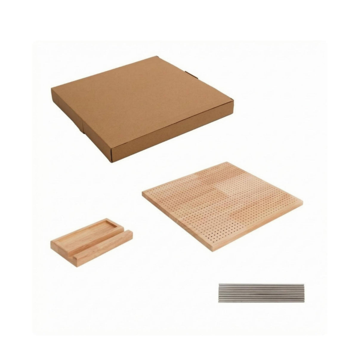 Natural Wood Crochet Blocking Board Metal Pins Wooden Blocking Board Upright Stand Craft Tool Precise Grid