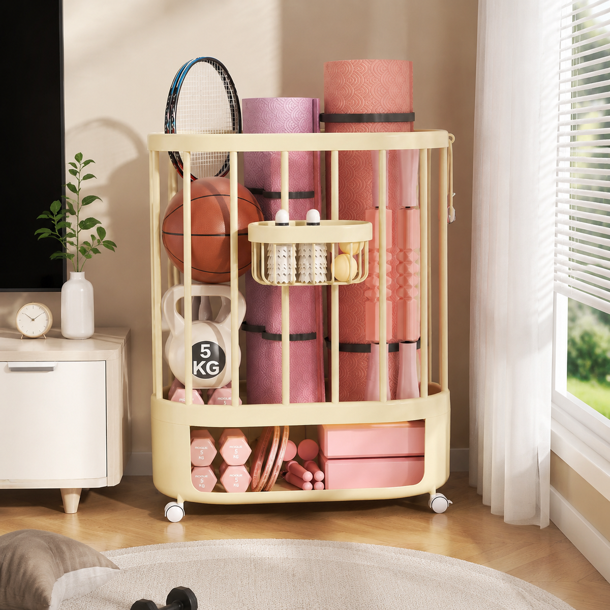 fitness equipment storage cart