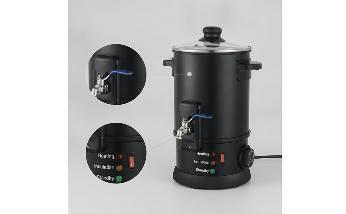 Stainless Steel Depilatory Compound Melting Pot with Spigot Double-Layer Insulated Electric Depilatory Compound Melter Temperature-Controlled Appliance Countertop for Estheticians