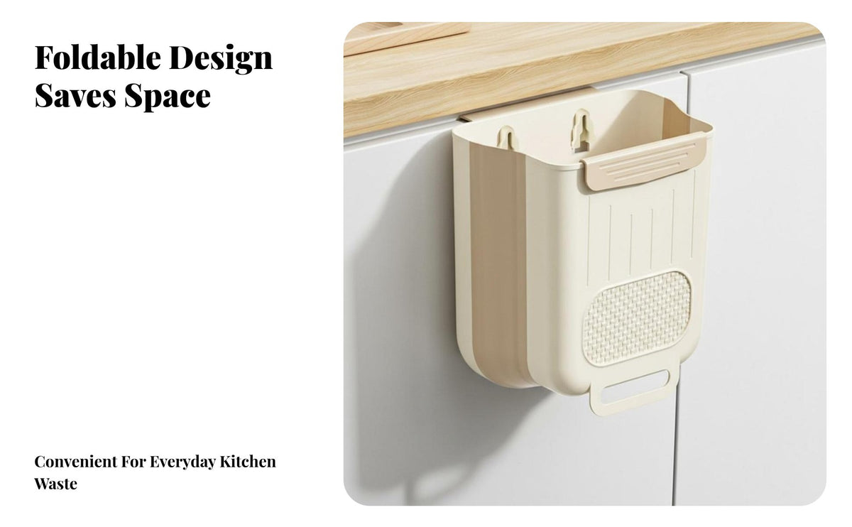 Hanging Trash Can Space Saving Foldable Garbage Bin Easy to Install Cabinet Door Waste Basket for Apartment Dwellers, Adults, Under Sink, Bedroom, Car