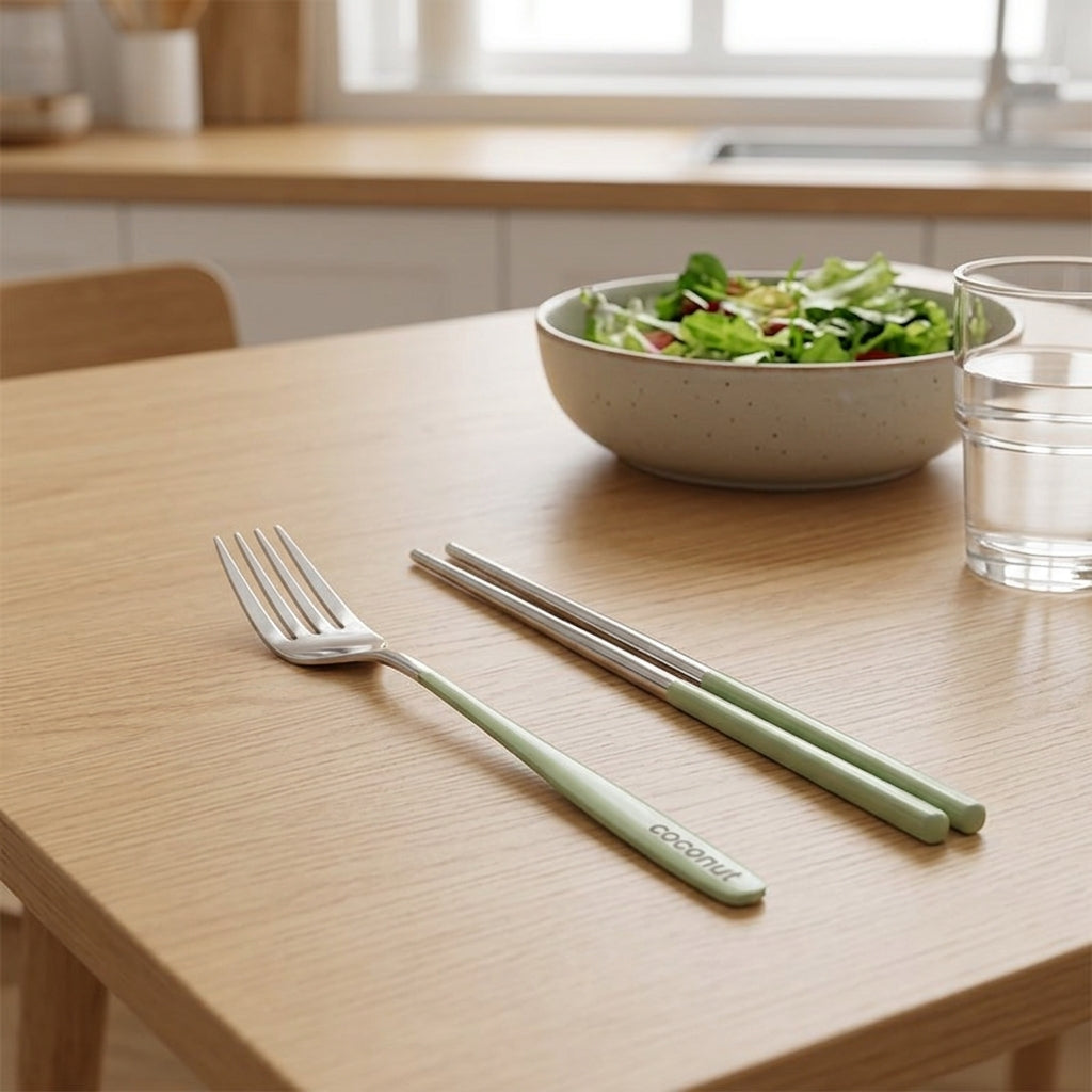 Portable Cutlery Set, Stainless Steel, Spoon, Fork, Chopsticks Set, With Case, For Travel, For Office Workers