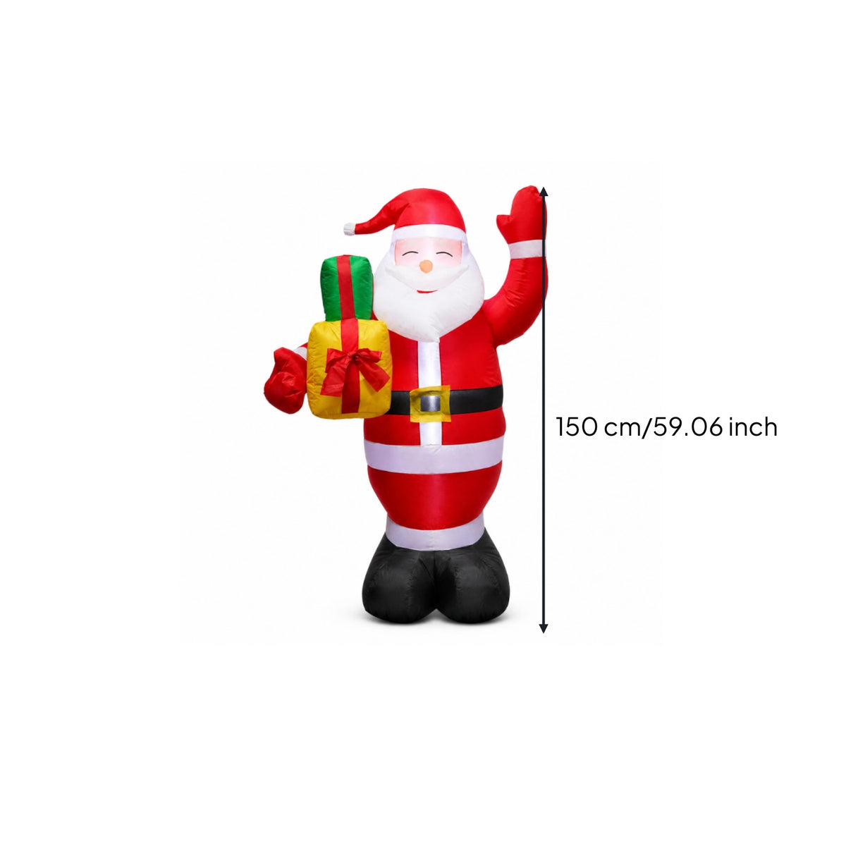 Self-Inflating Blower Standing Santa Inflatable Black Base Inflatable Santa Saint Nick Bearded Holiday Decor Festive for Outdoor, Lawn