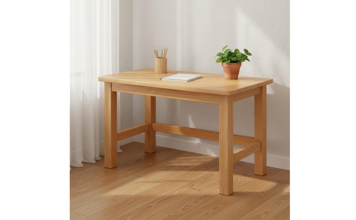 Sturdy Construction Solid Wood Writing Desk Drawers Wide Desktop Storage Study Desk Rounded Corners Computer Table Storage Shelves Space-Saving for Students, Kids, Bedroom