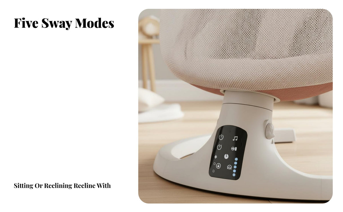 Adjustable Recline Electric Baby Swing Quiet Operation Electric Baby Bouncer Portable Design Infant Soother Built-in Music for Newborns, Infants, Parents, Bedroom, Living Room, Home