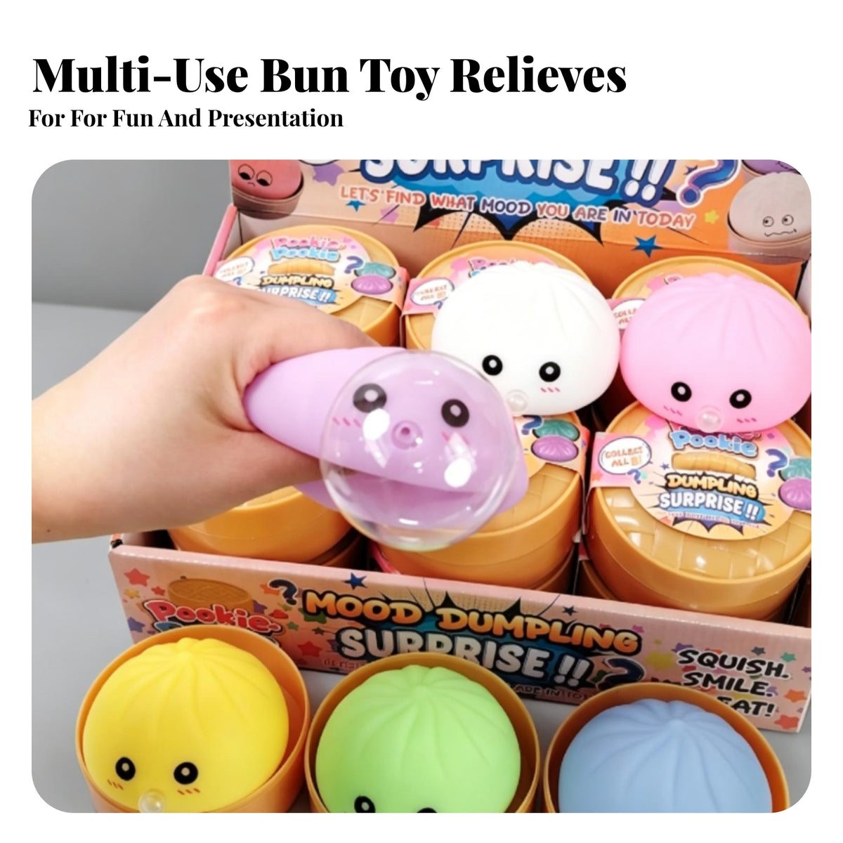 12 Pieces Soft Pastel Dumpling Squishy Cute Design Dumpling Squish Toy Clear Nozzle Bao Bun Squishy Gift Box
