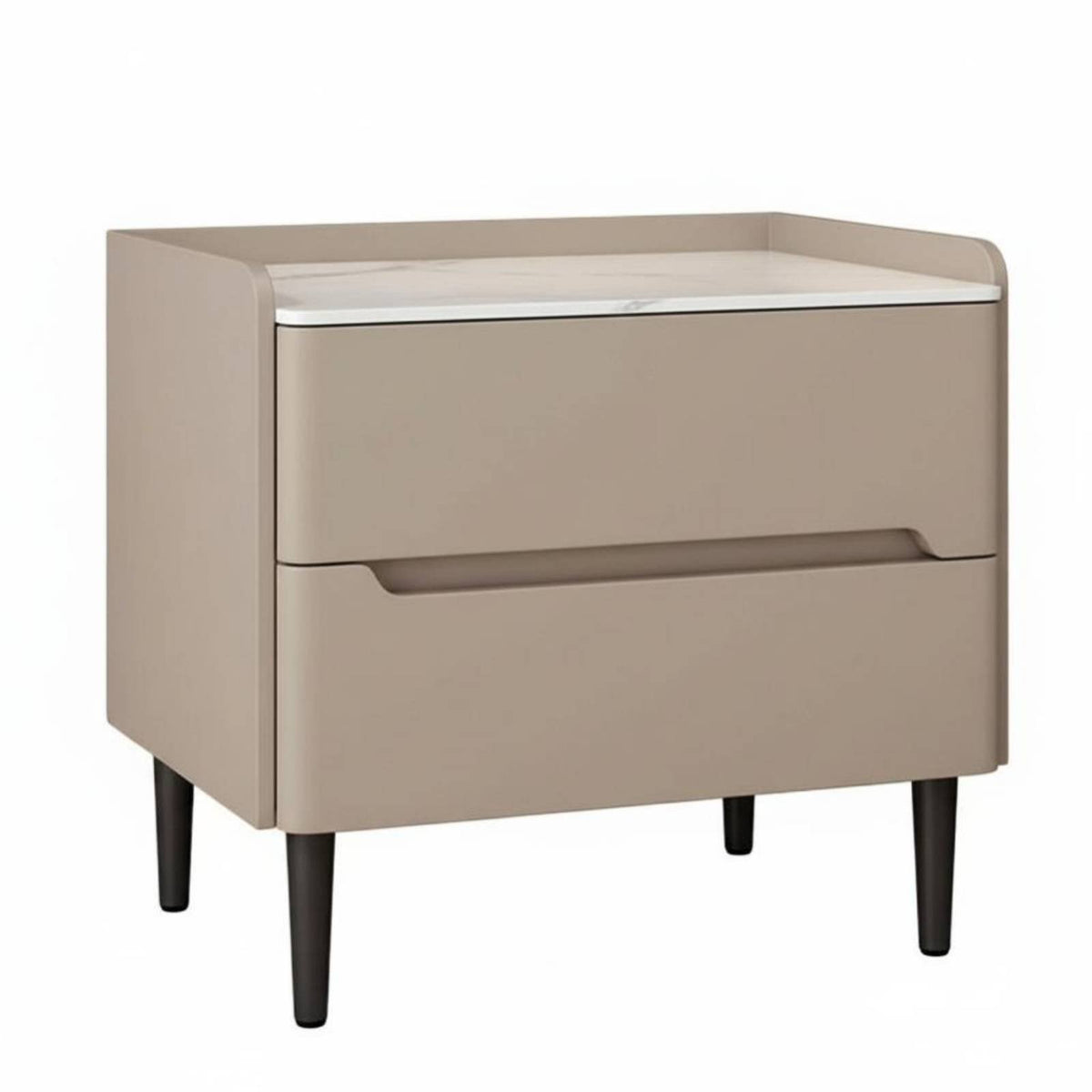 Sintered Stone Top Nightstand with Drawers Modern Design 2-Drawer End Table Ample Storage Bedside Cabinet Space-Saving for Homeowners, Renters, Students, Small Spaces, Apartment, College Dorm, Living Room