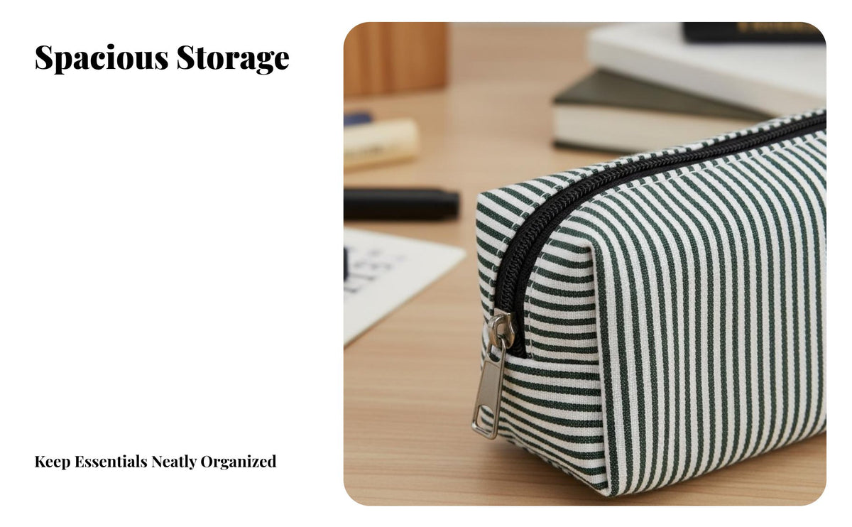 Seersucker Pencil Case Multipurpose Large Capacity Pen Bag Versatile Large Capacity Stationery Pouch for Students, Teens, Office