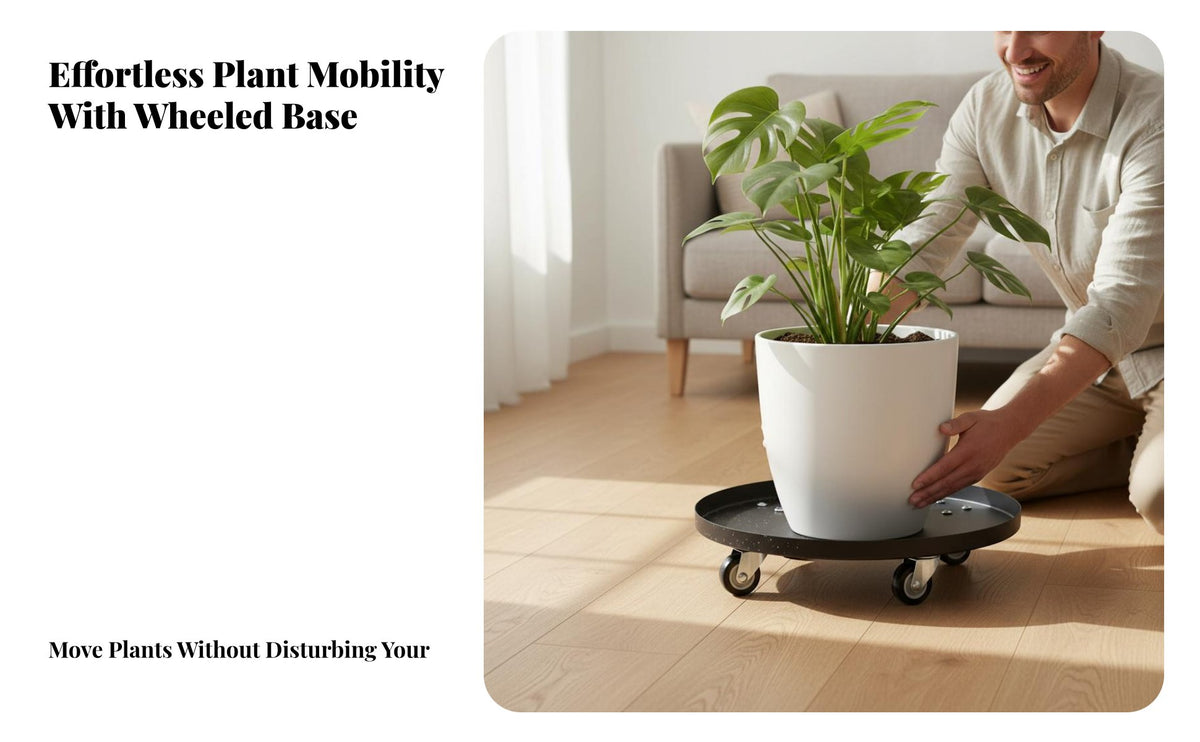 Rolling Pot Trolley Water Catchment Tray Rolling Plant Stand Universal Wheels Wheeled Planter Saucer for Gardeners, Homeowners, Indoor, Outdoor, Patio