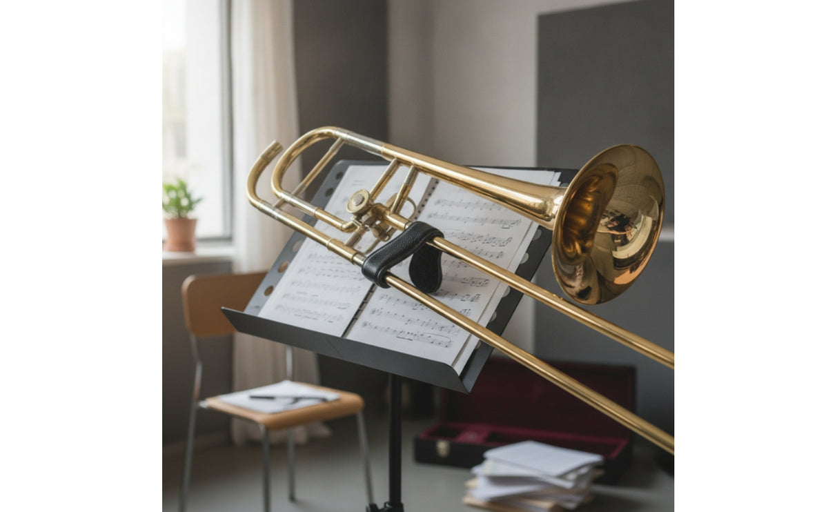 Ergonomic Brass Slide Instrument Hand Rest Non-Slip Brass Slide Instrument Grip with Leather Wrap Long-Lasting Slide Guard Easy Installation for Performance