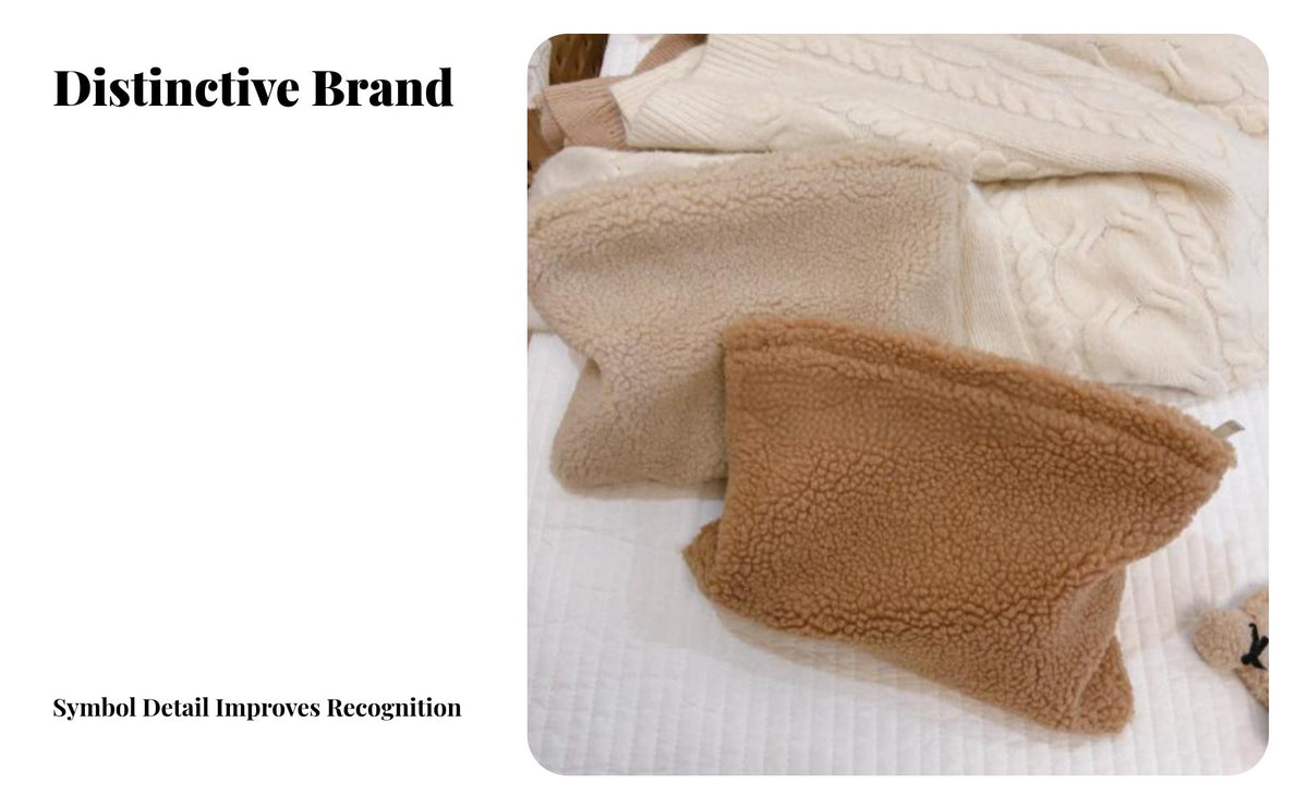 Soft and Comfortable Lambswool Makeup Pouch Portable & Lightweight Fuzzy Cosmetic Pouch Thoughtful Gift for Women, Daily Use, Travel, School